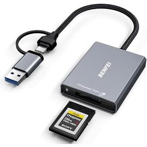 3 PCS BENFEI CFexpress Type B Card Reader with USB 3.2 (Gen 2) 10Gbps, USB-C&USB-A 2-in-1 Type B CFexpress Adapter, Compatible with Windows/Mac/Linux/Android