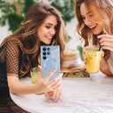 AIGOMARA Magnetic Case for Samsung Galaxy S24 Ultra [Wireless Charging Compatible] Heart Design Soft TPU Electroplated Phone Cover Anti-Scratch Shockproof Case for Women - Blue