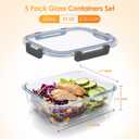 5Pack 22oz Glass Storage Containers with Lids, Grey, Compartmentalized