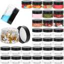 1 oz Plastic Jars 28 Pack with Black Screw Lids, Premium Quality & Leakproof Refillable Cosmetic Containers for Lotion, Cream, Ointments, Makeup, Travel - BPA-Free Clear Round Storage, Great Value Set