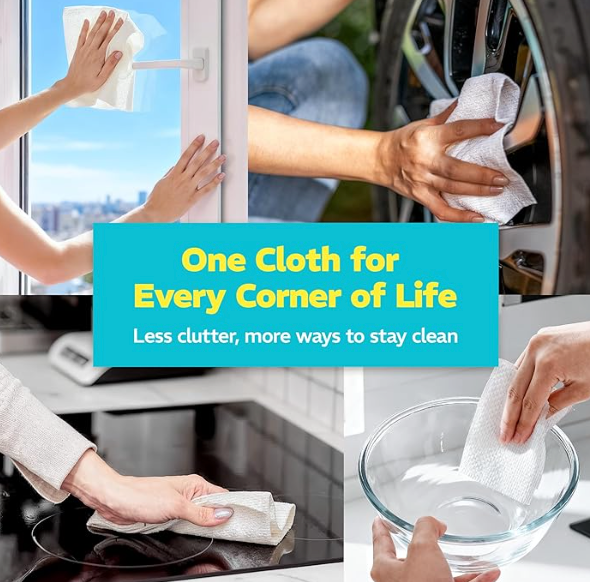 Befanty 1 Roll Plant-Based Microfiber Cleaning Cloth Rolls, Washable & Reusable Paper Towels for Kitchen, Ultra Absorbent, Scratch Free, Lint Free, Cleaning Supplies, 8.6" x 11.8"