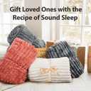 Sherpa Fleece Weighted Blanket with 3D Ribbed Stripes, 15 lbs Soft Flannel Heavy Throw Blanket for Couch Full Size Bed, Heavy Thick Blankets with Glass Beads, Great for Deep Sleep, 60" x 80"