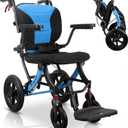 Wheelchairs for Adults Ergonimic Transport Chair Lightweight Foldable with 12-inch Big Wheels for All Terrains Travel Wheelchair with Removable Cushion