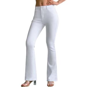 roswear Women's Trendy Stretchy Flare Jeans Mid Rise Bootcut Curvy Denim Pants, Small