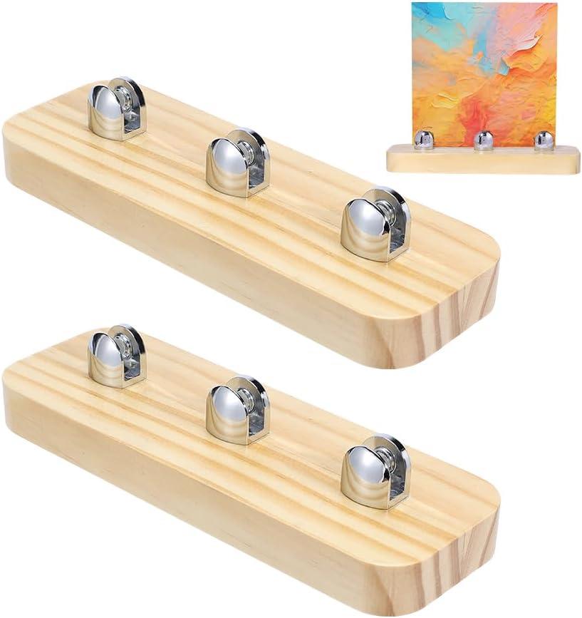 PH PandaHall 2pcs Stained Glass Display Stand Easel, 7.87x3.11 inch Wood Glass Art Display Holder Rustic Decorative Plate Stand for Ceramic Tiles Plates, Pictures, Collectibles, Home, Office