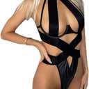 Sexy Lingerie for Women Hollow Out Elastic Harness Lingerie Curvy Sleepwear Naughty Outfits (One Size, Black)