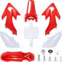 Podoy CRF50 Body Fender Kit for Compatible with XR50 XR 50 CRF 50 SDG SSR Pit Dirt Motor Trail Bike Black with Bolt Work Fairing Plastic (Red)