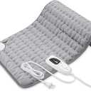 Heating Pad,Electric Heating Pads for Back,Neck,Abdomen,Fathers Day Dad Gifts,Moist Heating Pad for Shoulder,Knee,Arms,Legs,Dry/Moist Heat & Auto Shut Off,Birthday Gifts for Men(Light Gray, 24''12'')