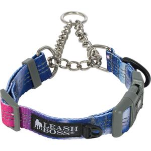 Leash Boss Martingale Collar for Dogs - Steel Chain | Reflective Nylon Dog Collar for Large Dogs, Medium and Small Dogs | No Pull Pet Training Collar Small