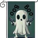 2 x Halloween Ghost Garden Flag Double Sided Outside, Boo Black Yard Outdoor Decorative Flag 12x18 Inch
