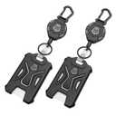 MNGARISTA 2-Pack Retractable Badge Holder, Heavy Duty Carabiner Keychain, Tactical ID Card Holder with 31.5" Retractable Badge Reel, Black