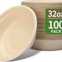100 Brown Paper Bowls, 7 inch