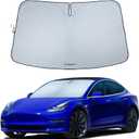Magnelex Tesla Windshield Sunshade for Model 3/Y | Reflective 240T Material Sun Shade with Mirror Cut-Out | Foldable Sun Shield