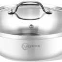 LOLYKITCH 14 Inch Tri-Ply Stainless Steel Saut Pan with Lid,Everyday Pan,Kadhai,Large Skillet,Jumbo Cooker,Induction Deep Frying Pan,Dishwasher and Oven Safe.(13-3/4 Inch 7 Quarts)
