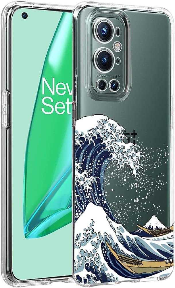 Unov Case Designed for OnePlus 9 Pro 5G, Crystal Clear Phone Case with [Anti-Slip Embossed Pattern], Shockproof Slim Protective [Anti-Yellowing TPU] Back Cover, Great Wave