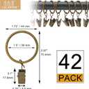 42 Pack Curtain Rings with Clips 1.5" Interior Diameter,Metal Drapery Clips with Rings,Curtain Clips,Strong Vintage Decorative Rustproof Drapery Ring with Hooks for Bathroom,Bedroom (Bronze)