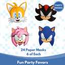 Unique Sonic Party Masks | 24 Count | Fun Birthday Party Favors and Decorations | Officially Licensed | includes Checklist