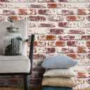 Cohoo Home Red Brick Wallpaper Peel and Stick Contact Paper for Walls Faux 3D Brick Self-Adhesive Removable Wallpaper for Kitchen Backsplash Wall Paper for Bedroom Bathroom Waterproof 17.7inW 393inL