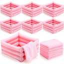 FillTouch 12 Pcs Foot Spa Kit for Girls Kids 12.5''x12.5''x8.3'' Foot Care Bath and 12''x28'' Hand Towels Washbasin Salon Towels Portable for Sleepover Spa Swim Birthday Party Supplies(Light Pink)