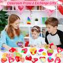 28 Pack Valentines Day Gifts for Kids Classroom Mochi Squishies Fidget Toys Filled Heart with Valentines Cards for Kids School, Valentines for Class Valentines Exchange Cards Party Favors Prizes