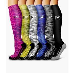 6 Pack Copper Compression Socks for Women and Men Circulation-Best Support for Medical, Running,Nursing,Athletic L/XL
