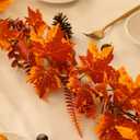 6ft Fall Maple Leaves Garland with eucalyptus leaves and ferns leaves, Autumn Harvest Garland for Thanksgiving, Halloween, Fireplace, Porch ,Mental and Indoor Outdoor Decoration (2pcs) (Yellow)