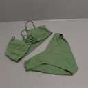 Meetall Women's High Cut String Triangle Bikini Set Swimsuits Sexy Bathing Suits 2 Piece (Medium, Green)