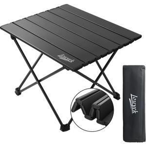 Small Camping Table, Ultralight Aluminum Folding Table with Carrying Bag, Portable & Lightweight Camping Side Table for Outdoor Camping, Picnic, Beach and Fishing, Black