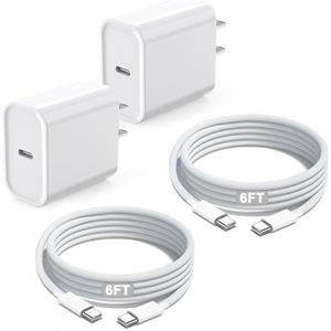 iPhone 17 16 Charger Fast Charging,Apple iPhone USB C Fast Charger Block,2Pack 6FT Type C USB C to C Woven Cable Cord for iPhone 17/17 Pro Max/17 Pro/Air/16 Pro Max/16 Pro/15 Pro Max,iPad Pro/Air/Mini