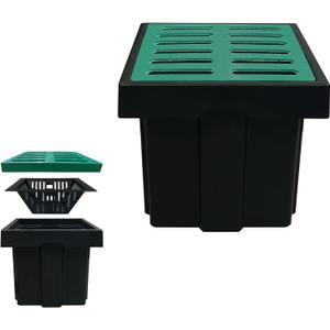 Catch Basin for Drainage with Fiber Glass Grate-18x18x15 in. Large Drainage Basin with Debris Basket,A15 French Drain Basin Without Reserved Hole for Yard,Downspout,Lawn,Municipal Pipeline
