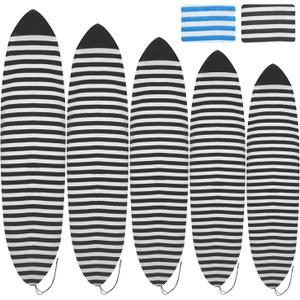 Surfboard Sock Cover - Lightweight Protective Bag for Surf and Paddleboards - Stretch Protector (6'0", Black)