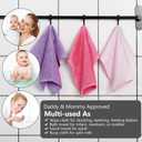 12 Pack Baby Girl Washcloths Bulk for Newborn, Extra Soft Face Bath Towel for Toddler, Absorbent Kids Wash Rag for Body, 70% Rayon Derived from Bamboo, 30% Cotton, 10"x10", Purple/Pink/Rose