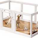 Clear Acrylic Dog Playpen with Door,23.6" Puppy Playpen,Easy Assemble Pet Fence for Puppies/Small Dog Play Pen Indoor (White, 23.6"&40", 4 PC(Fence))