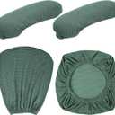 Tallew 4 Pcs Office Chair Covers Set Computer Universal Protective Stretchable Chair Seat Covers Desk Armrest Slipcovers Pads Office Cushion Backrest for Rotating (L,Green)