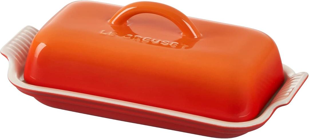 Le Creuset Stoneware Heritage Butter Dish, Flame (8.3" x 4.1" x 3")