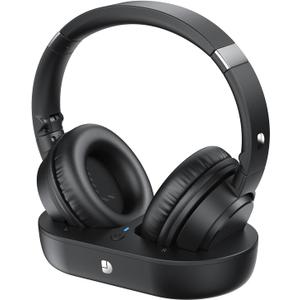 Wireless Headphones for TV, TV Headphones Wireless for Seniors, Versatile Charging Dock with Transmitter, Instant Audio Sync, 65-Hour Battery Life, Ideal Gift for Parents & Seniors (Black)