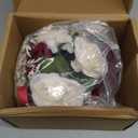 8.6in Wedding Bouquets for Bride Bridesmaid,White Champagne Red Burgundy Rose Artificial Fake Silk Flowers Bridal Bouquets for Wedding With Ribbon Handle Boho Rustic Church Decoration Toss Bouquet