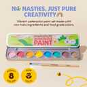 Honeysticks Non-Toxic Watercolor Paint Set for Kids and Toddlers - 8 Vibrant and Long Lasting Colors with Brush - Natural and Food Grade Ingredients - Child Safe Art Supplies - Great Gift Idea