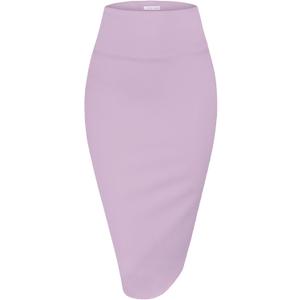Women's Premium High Waist Nylon Ponte Stretch Office Pencil Skirt (3X-Large, Lilac)