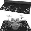 4Ft x 5.3Ft Drum Mat Drum Carpet Tightly Woven Fabric with Non-Slip Grip Bottom Drum Rug for Bedroom, Studio, Apartment, Soundproof, Roll of 21.2 Square Feet (White Drum Stand)