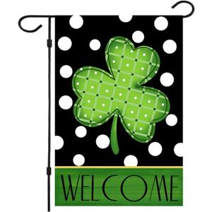 4 x St Patrick's Day Garden Flag,Shamrock St Patricks Flag 12.5 x 18 Inch Clover for Garden and Home Decorations