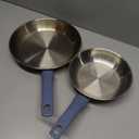 T-fal Essentials Stainless Steel Cookware Set, 2-Piece 8" and 10.5", Induction Compatible, Oven Safe 350F, Pots and Pans Set, Cooking Skillets, Cookware, Kitchen Frying Pans, Silver/Blue