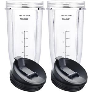 Blender Cups Fit for Ninja, Replacement Parts 24OZ Cups with Sip & Seal Lids, Blender Accessories Compatible with Nutri Ninja Auto IQ Series BL480 BL481 BL482 BL490 BL640 BL680 BL450 BL482 (2 Pack)