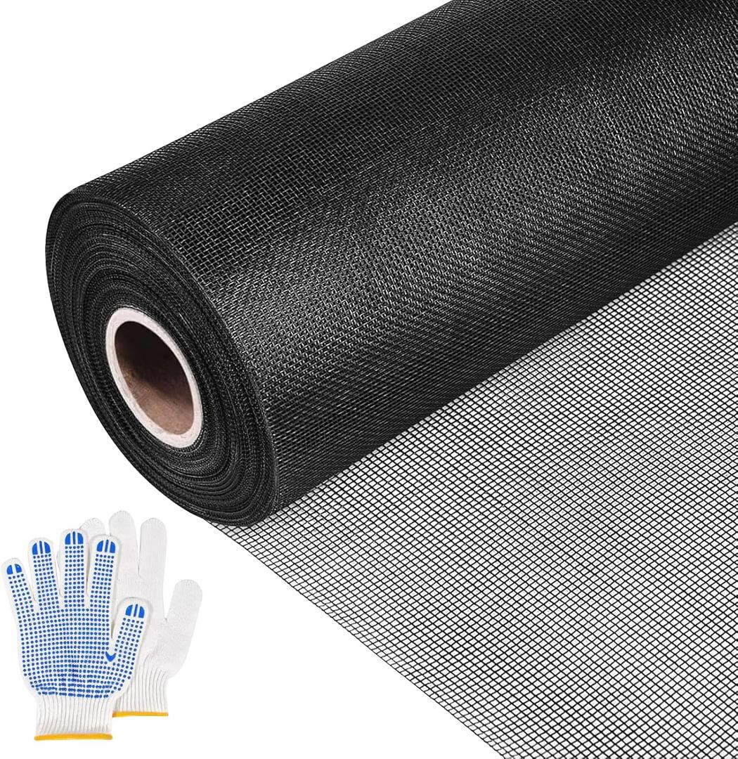 Black 304 Stainless Steel Screen Mesh Roll 39IN x 98FT, Heavy Duty Window Screen Replacement, 20 Mesh Metal Window Screen for Patio Porch Door, Pet Resistant Screen Mesh