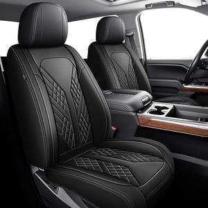AOMSAZTO Seat Covers Custom Fit for 2019-2023 2024 Chevrolet Chevy Silverado GMC Sierra 1500 2500 3500HD Crew Double Extended Cab Leather Truck Seat Covers (Diamond,Black)