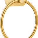 Self-Adhesive Towel Ring for Bathroom, No Drilling Stainless Steel Rustproof Hand Towel Holder, Wall Mounted Bathroom & Kitchen Towel Hanger with Strong Adhesive, Modern Bath Organizer Brushed Gold