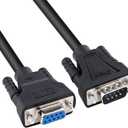 DTech 5ft DB9 RS232 Serial Cable Male to Female Extension Simple Null Modem Cord Cross TX RX Line 2 Pin Crossed for Computer Switch Router Data Communication (5 Feet, Black)