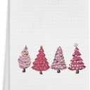 KEUSPI Pink Christma Kitchen Towel Pink Christmas Hand Towel Dish Towel for Kitchen Christmas Decorations for Bathroom Towels Christmastree Decor