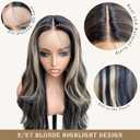 SISgrace 2/27 Ombre Highlight Lace Front Wigs Synthetic Body Wave Wear and Go 13x4x1 T-part Lace 28 Inch Pre-Plucked HD Glueless Ombre Lace Front Wig for Black Women