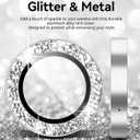Matekxy for iPhone 17 Air Camera Lens Protector Glitter - Cute Girly Metal Individual Bling Ring Cover for Women, 9H Anti-Scratch Tempered Glass with Aluminum Edging, Sliver Cloud White